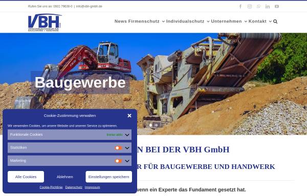 Vorschau von www.vbh-gmbh.de, VBH Versicherungsmakler für Baugewerbe und Handwerk GmbH