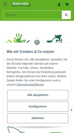 Vorschau der mobilen Webseite farmers-shop.de, Farmer's Shop, Bianca Baumann