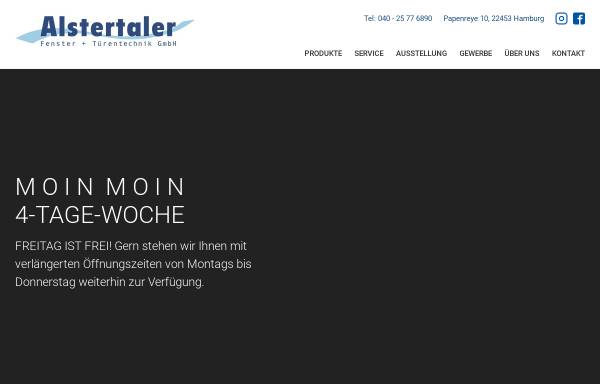 Vorschau von www.alstertaler-hamburg.de, Alstertaler Fenster & Türentechnik GmbH