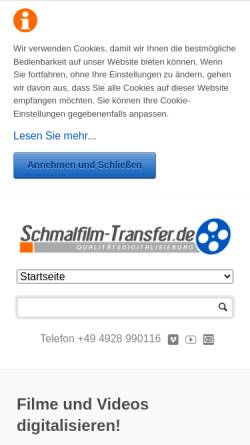 Vorschau der mobilen Webseite schmalfilm-transfer.de, Schmalfilm-Transfer.de, Hanna Janssen