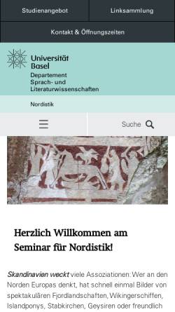 Vorschau der mobilen Webseite nordistik.unibas.ch, Universität Basel - Abteilung für Nordische Philologie