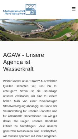 Vorschau der mobilen Webseite www.alpine-wasserkraft.com, Arbeitsgemeinschaft Alpine Wasserkraft