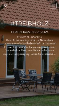 Vorschau der mobilen Webseite www.ferienhaus-prerow.de, Ferienhaus Prerow – Treibholz