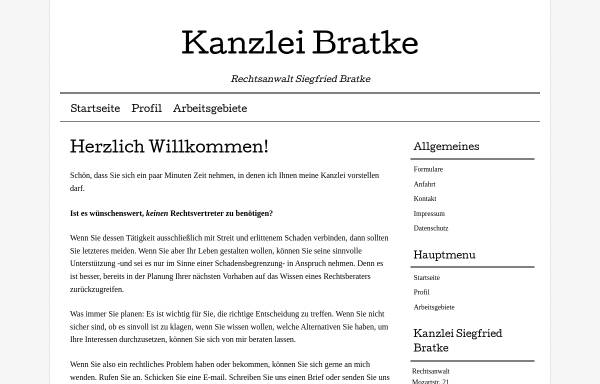 Vorschau von www.kanzlei-bratke.de, Siegfried Bratke, Rechtsanwalt