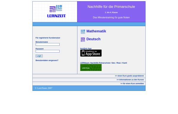 Vorschau von www.lernzeit.ch, Lernzeit Online-Nachhilfe