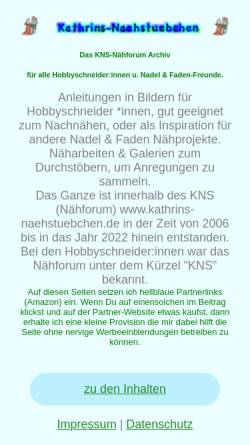 Vorschau der mobilen Webseite www.kathrins-naehstuebchen.de, Kathrins Nähstübchen