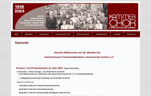 Vorschau von www.kammerchor-fuerstenwalde.de, Kammerchor Fürstenwalde/Spree e.V.