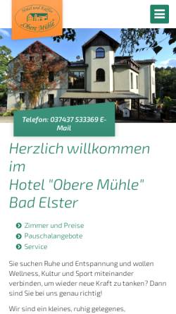 Vorschau der mobilen Webseite obere-muehle-badelster.de, Hotel und Kaffee Obere Mühle