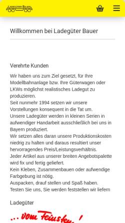 Vorschau der mobilen Webseite www.xn--ladegter-bauer-ksb.de, Modellbahnzubehör Dieter Bauer