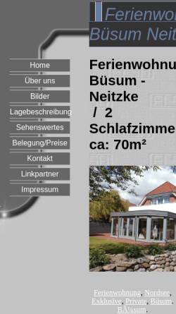 Vorschau der mobilen Webseite www.ferienwohnung-buesum-neitzke.de, Ferienwohnung Neitzke