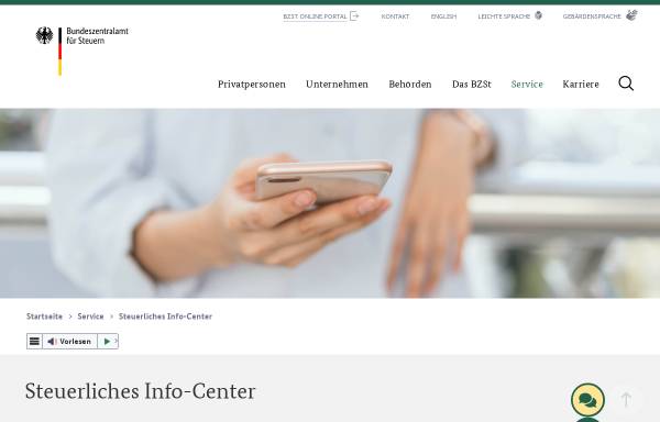 Vorschau von www.steuerliches-info-center.de, Bundeszentralamt für Steuern