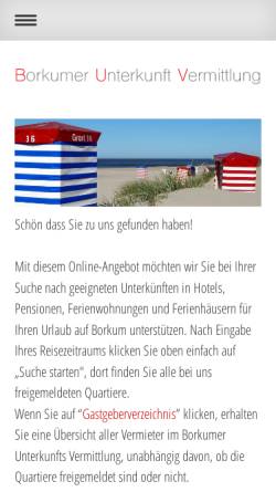 Vorschau der mobilen Webseite www.borkuminfo.de, Unterkunftsnachweis des Inselverein Borkum e.V.