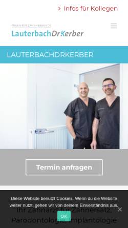Vorschau der mobilen Webseite www.lauterbachkerber.de, Zahnarztpraxis Dr. Jochen Kerber und Klaus Lauterbach