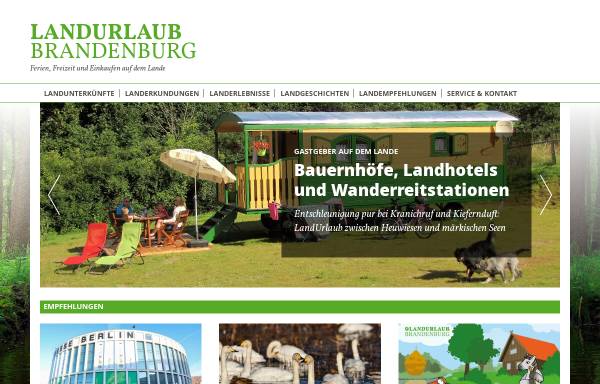 Vorschau von www.landurlaub-brandenburg.de, Landurlaub Brandenburg