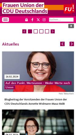 Vorschau der mobilen Webseite www.frauenunion.de, Frauen Union (FU)