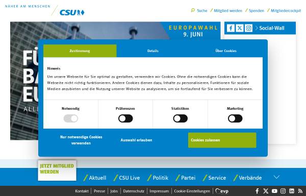 Vorschau von www.csu.de, Christlich-Soziale Union (CSU)