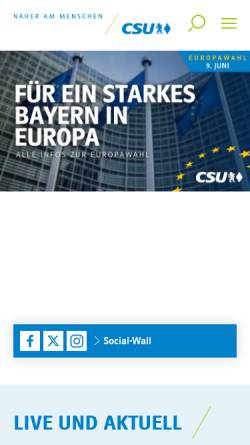 Vorschau der mobilen Webseite www.csu.de, Christlich-Soziale Union (CSU)