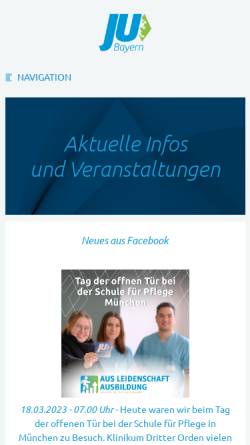 Vorschau der mobilen Webseite www.ju-bayern.de, Junge Union Bayern