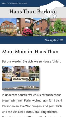 Vorschau der mobilen Webseite www.haus-thun.de, Ferienhaus Thun
