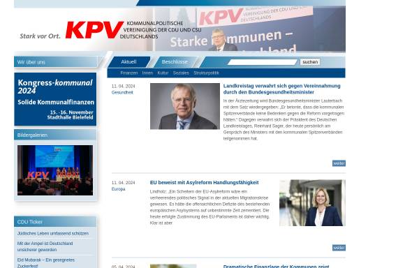 Vorschau von kpv.de, Kommunalpolitische Vereinigung der CDU und CSU (KPV)