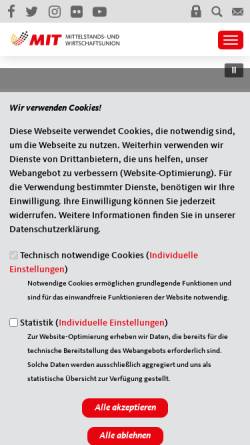 Vorschau der mobilen Webseite www.mit-bund.de, Mittelstands- und Wirtschaftsvereinigung der CDU/CSU (MIT)