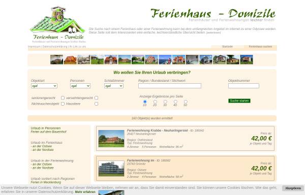 Vorschau von www.ferienhaus-domizile.de, Ferienhaus Domizile
