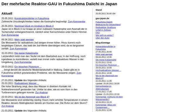 Vorschau von www.gau-japan.de, Der mehrfache Reaktor-GAU in Japan
