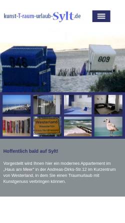 Vorschau der mobilen Webseite www.kunst-t-raum-urlaub-sylt.de, Ferienwohnung, Ute Knüfer