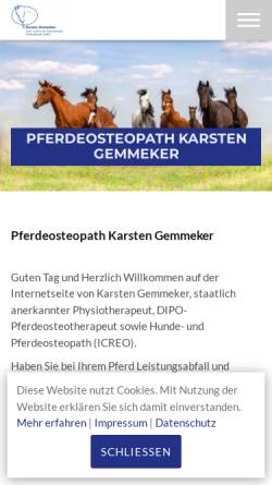 Vorschau der mobilen Webseite www.pferde-osteopathie.de, Karsten Gemmeker