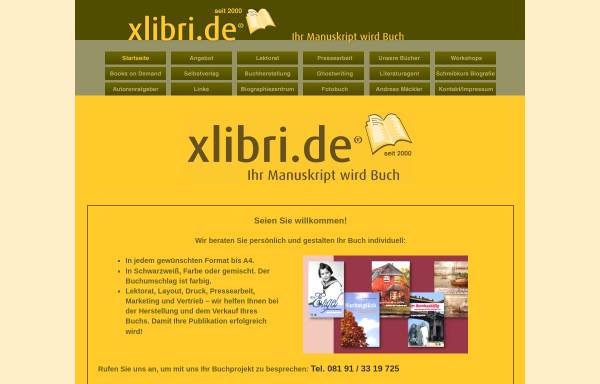 Vorschau von www.xlibri.de, Books-on-Demand und Autorenservice