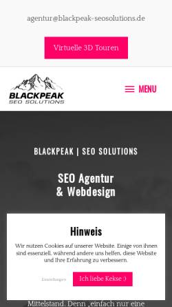 Vorschau der mobilen Webseite blackpeak-seosolutions.de, Pixxelstube, Toni Kuno