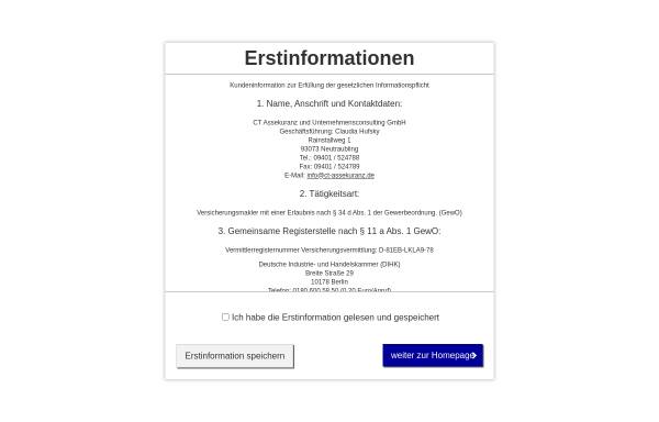 Vorschau von www.ct-assekuranz.de, CT Assekuranz -und Unternehmensconsulting GmbH