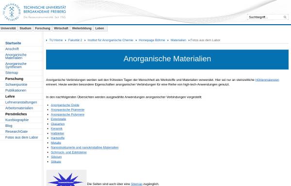 Vorschau von www.chem.tu-freiberg.de, Anorganische Materialien