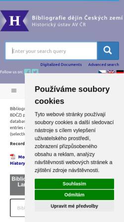 Vorschau der mobilen Webseite biblio.hiu.cas.cz, Bibliografische Datenbank des Historischen Instituts der Tschechischen Akademie der Wissenschaften