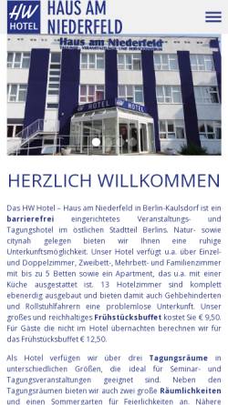 Vorschau der mobilen Webseite hw-hotel.de, Haus am Niederfeld
