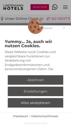 Vorschau der mobilen Webseite lindemannhotels.de, Lindemann Hotels
