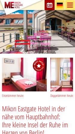Vorschau der mobilen Webseite mikonhotels.de, Mikon Eastgate Hotel