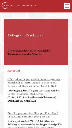 Vorschau der mobilen Webseite www.collegium-carolinum.de, Collegium Carolinum München