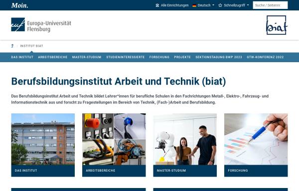 Vorschau von www.uni-flensburg.de, Berufsbildungsinstitut Arbeit und Technik (BIAT) der Universität Flensburg