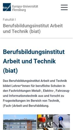 Vorschau der mobilen Webseite www.uni-flensburg.de, Berufsbildungsinstitut Arbeit und Technik (BIAT) der Universität Flensburg