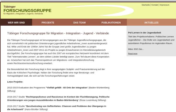 Vorschau von www.tuebinger-forschungsgruppe.de, Tübinger Forschungsgruppe für Migration, Integration, Jugend, Verbände