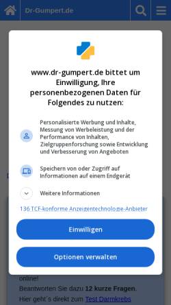 Vorschau der mobilen Webseite www.dr-gumpert.de, Dr. Gumpert: Darmkrebs