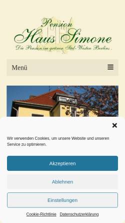 Vorschau der mobilen Webseite pension-haus-simone-berlin.de, Pension Haus Simone