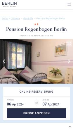 Vorschau der mobilen Webseite pension-regenbogen.hotel-in-berlin.org, Pension Regenbogen