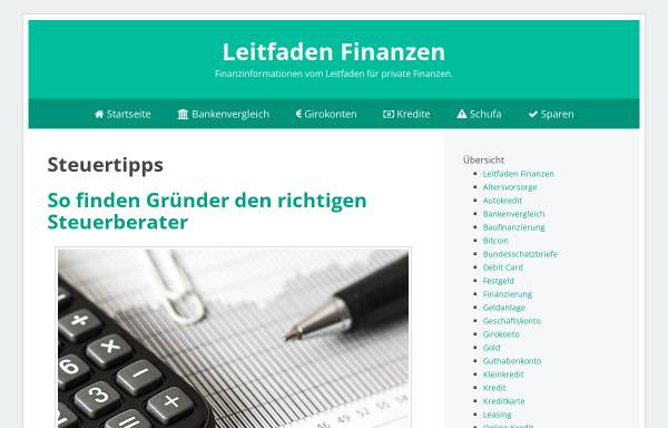 Vorschau von www.leitfaden-finanzen.de, Steuertipps