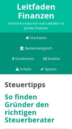 Vorschau der mobilen Webseite www.leitfaden-finanzen.de, Steuertipps