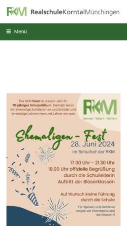 Vorschau der mobilen Webseite www.rs-km.de, Realschule Korntal-Münchingen