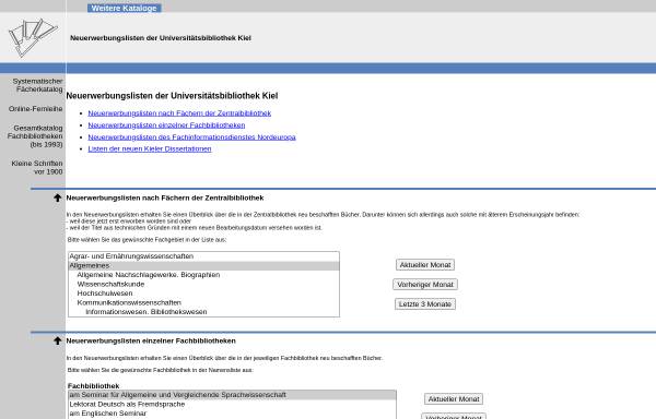 Vorschau von www.ub.uni-kiel.de, Neuerwerbungslisten der Universitätsbibliothek Kiel