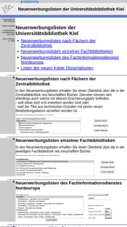 Vorschau der mobilen Webseite www.ub.uni-kiel.de, Neuerwerbungslisten der Universitätsbibliothek Kiel