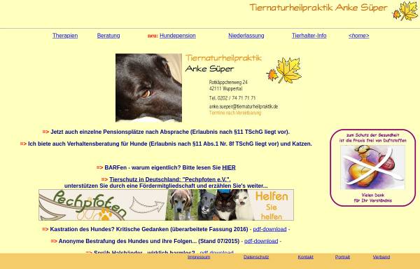 Vorschau von www.tiernaturheilpraktik.de, Anke Süper - Tiernaturheilpraktik und Klassische Homöopathie